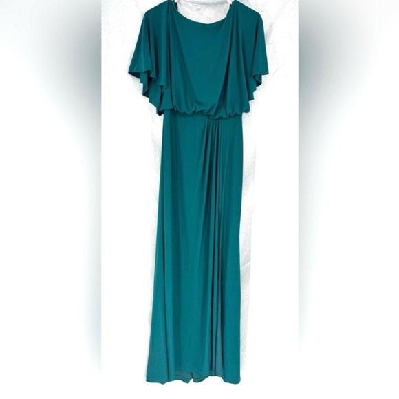 Anthropologie BHLDN “Lena” Teal green Maxi Dress with Slit - Picture 4 of 8